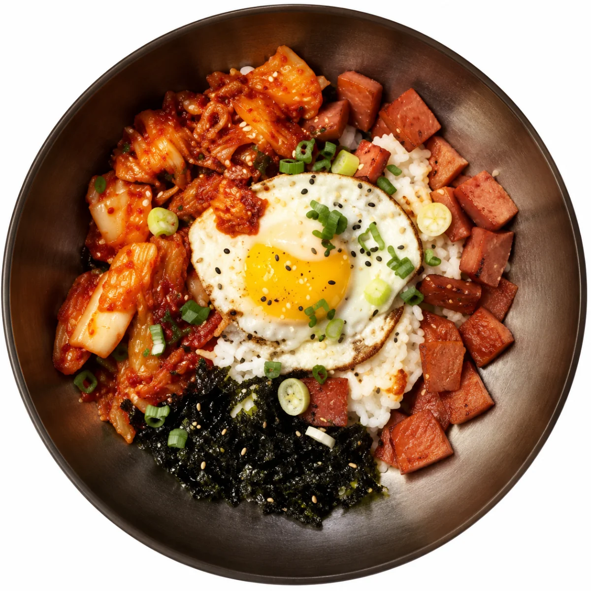 rice bowls spam egg kimchi bowl